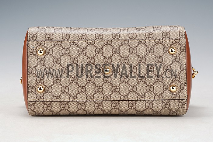 Gucci Boston Supreme Canvas Shoulder Bag Brown