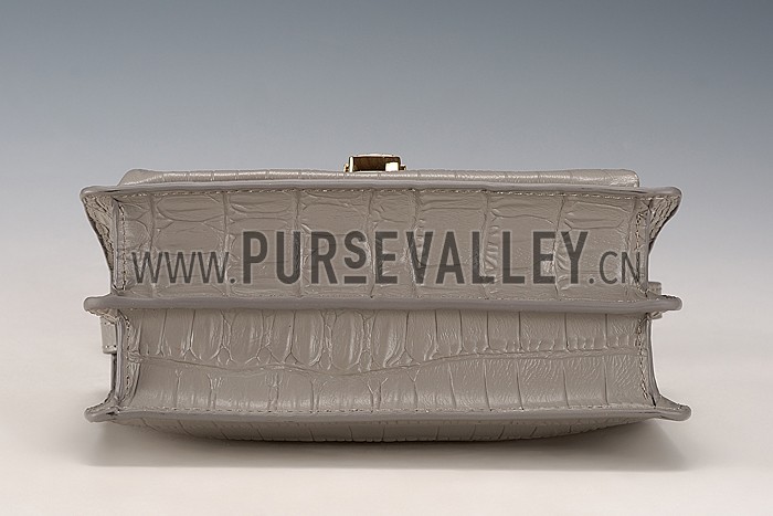 Saint Laurent High School Medium Crocodile Leather Bag Grey