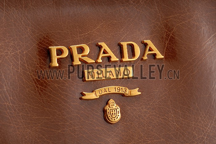 Prada Classic Patent Leather Satchel Brown