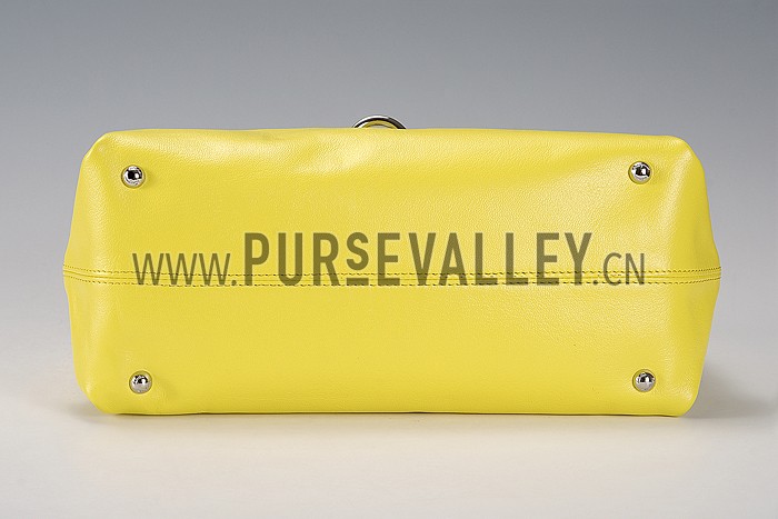 Salvatore Ferragamo Pebbled Leather Sofia Medium Yellow 608264