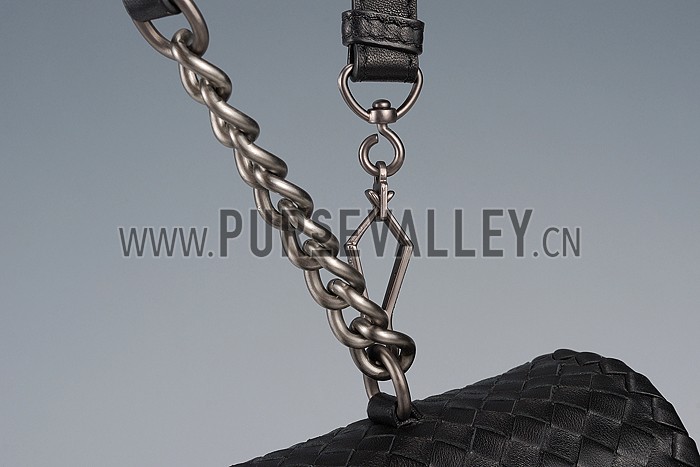 Bottega Veneta Nero Intrecciato Nappa Olimpia Bag