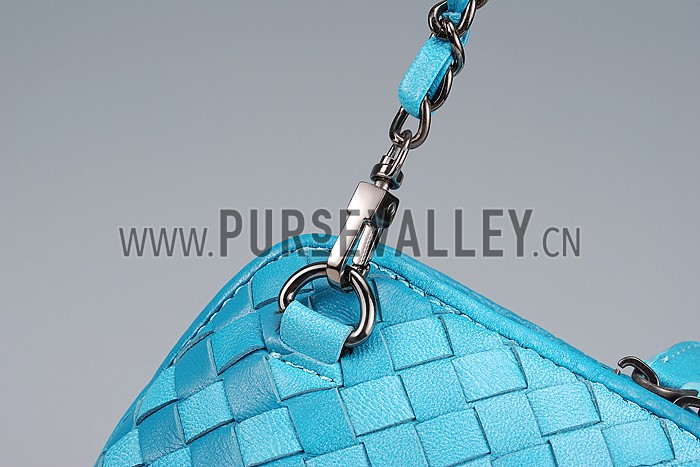 Bottega Veneta Small Shoulder Leather Chain Turcoise Bag