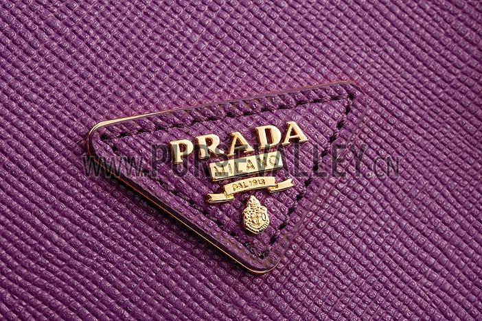 Prada Saffiano Double Tote Purple