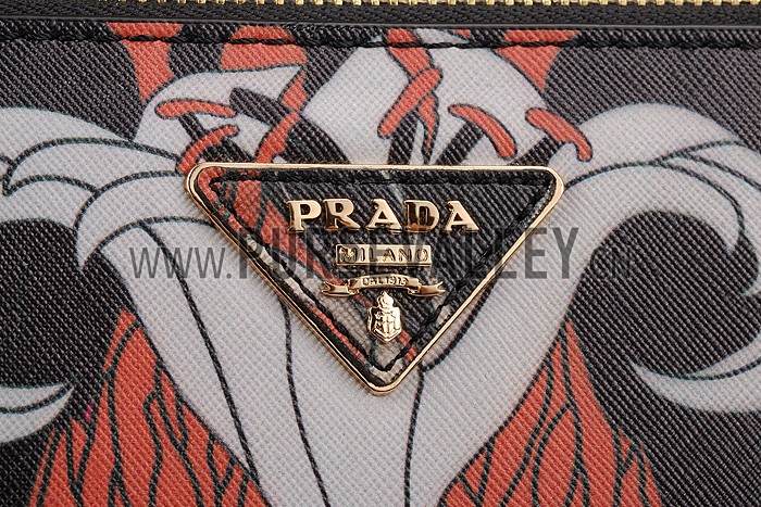 Prada Saffiano Beige Lily Motif Tote