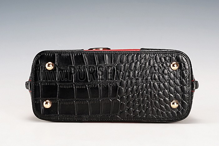 Prada Promenade Black And Red Small Crocodile Bag