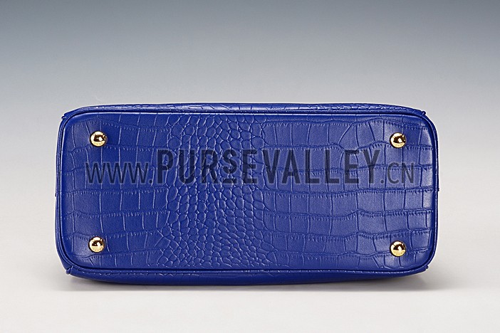 Prada Saffiano Crocodile Leather Blue Bag