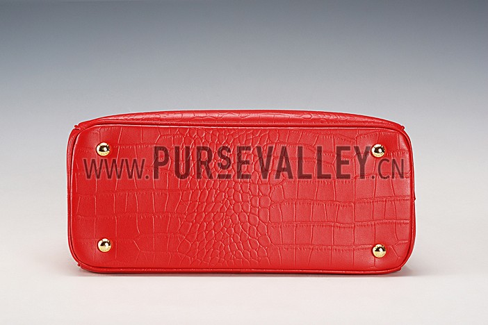 Prada Saffiano Crocodile Leather Red Bag