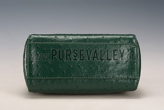 Fendi Peekaboo Mini Ostrich Leather Green Bag
