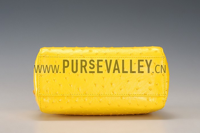 Fendi Peekaboo Mini Ostrich Leather Yellow Bag