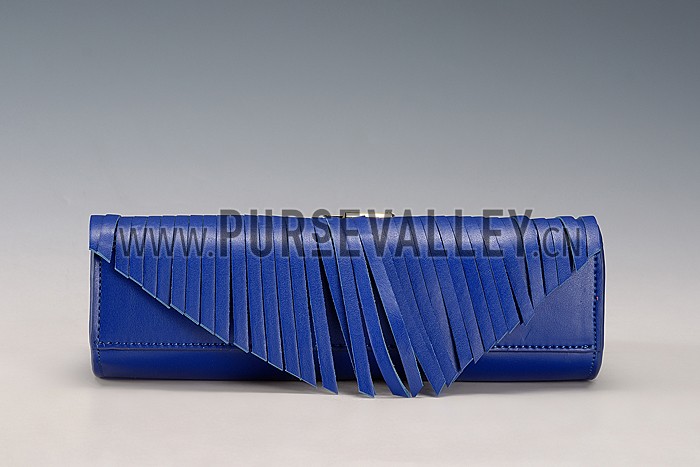 Saint Laurent Medium Fringed Leather Satchel Blue