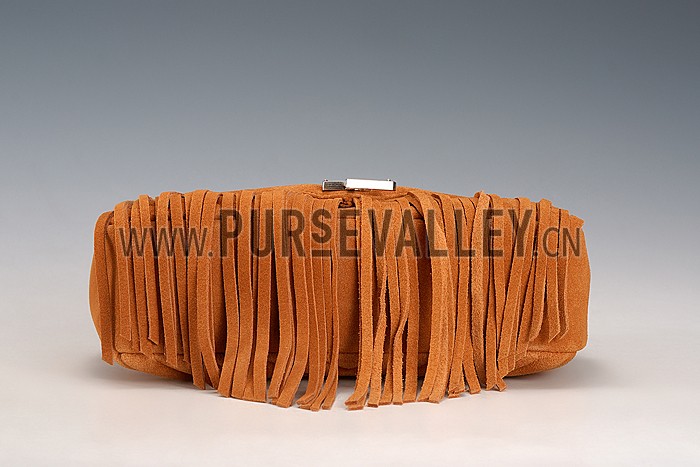 Saint Laurent College Matelasse Medium Fringed Suede Bag Tan