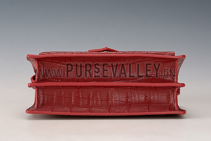 Saint Laurent High School Medium Crocodile Leather Bag Dark Red