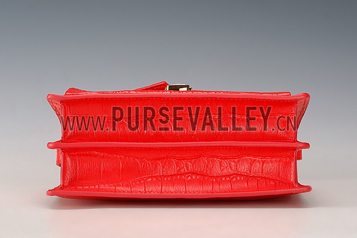 Saint Laurent High School Medium Crocodile Leather Bag Red