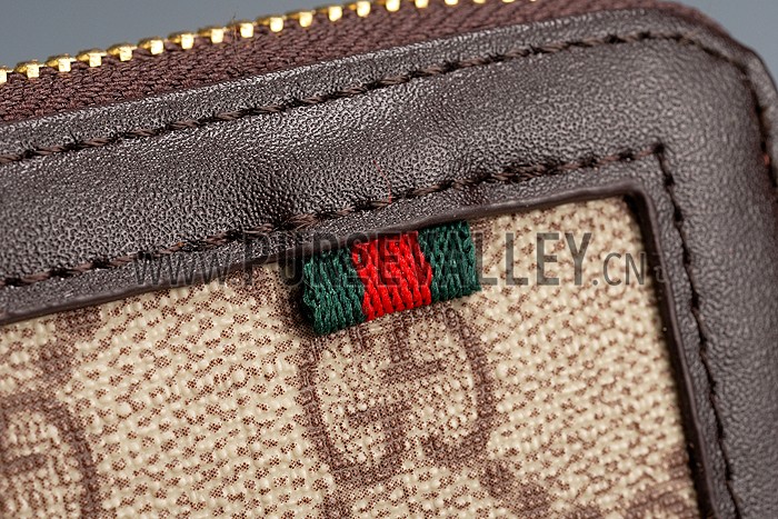 Gucci Supreme Canvas Wallet With Brown Leather Trim