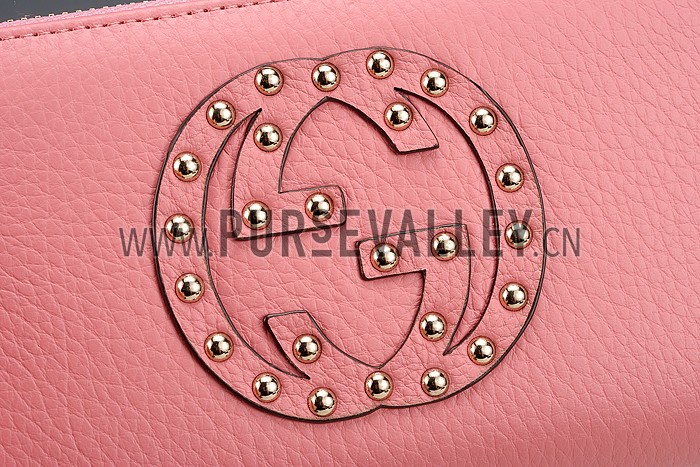 Gucci Soho Disco Studded Wallet Pink