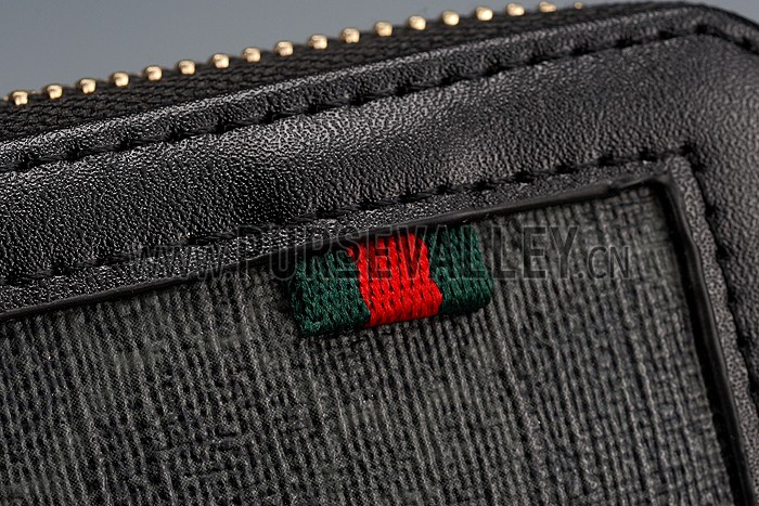 Gucci Canvas Wallet With Black Leather Trim