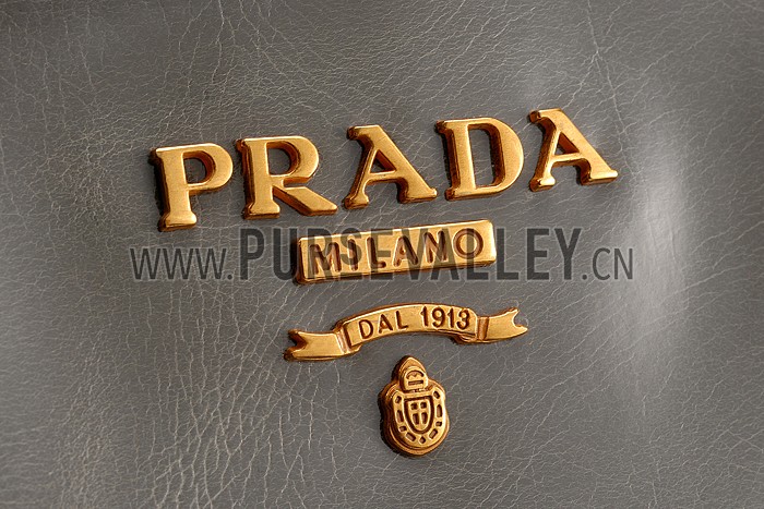 Prada Classic Patent Leather Satchel Grey