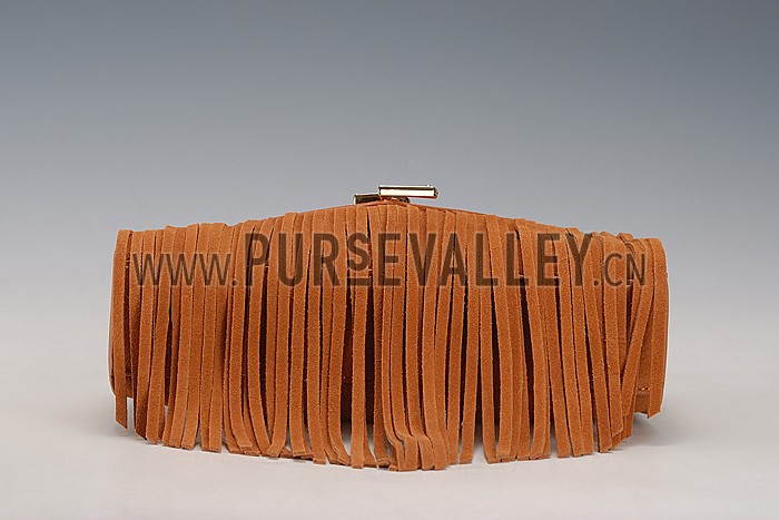 Saint Laurent Medium Fringed Suede Leather Satchel Tan