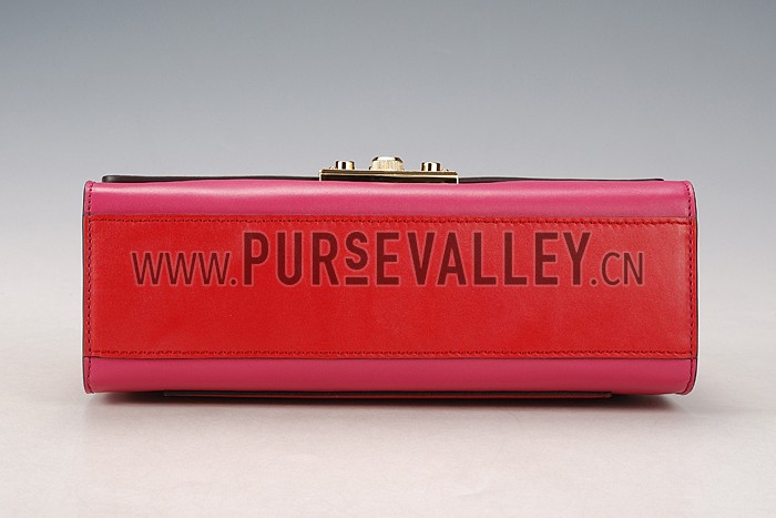 Gucci Padlock Leather Shoulder Bag Red & Fuchsia