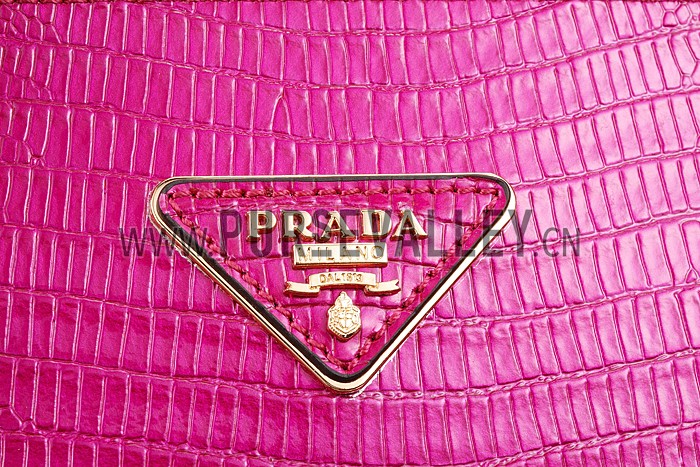 Prada Double Tote Crocodile Leather Bag Fuchsia