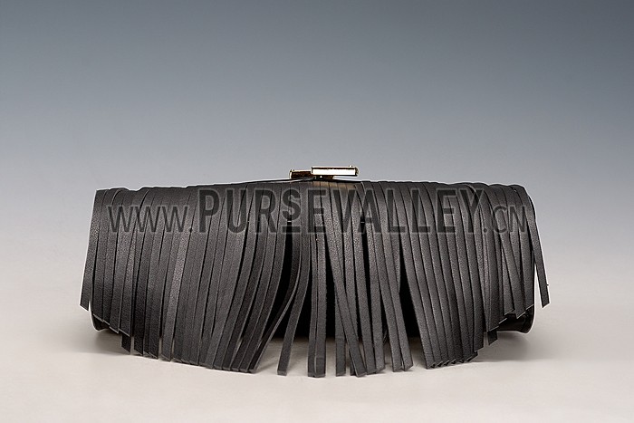 Saint Laurent Medium Fringed Leather Satchel Black