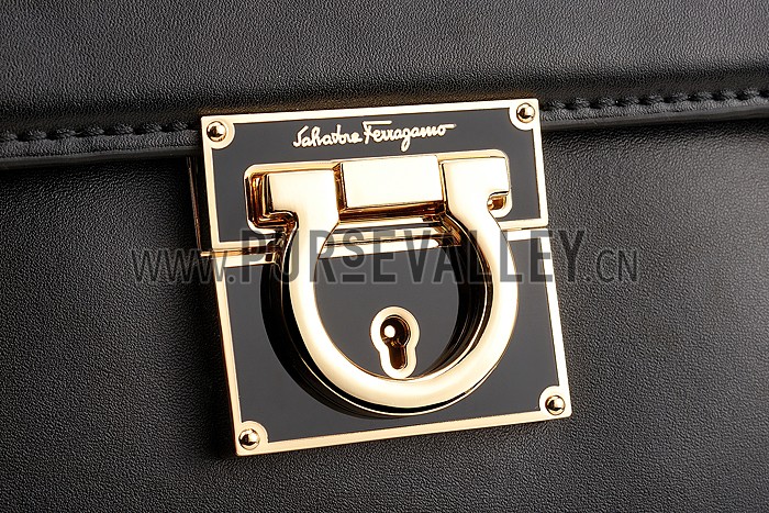 Salvatore Ferragamo Sofia Mini Leather Tote Black