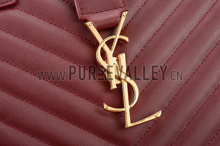 Saint Laurent Monogram Cabas Bordeaux Matelasse Leather Bag