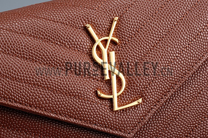 Saint Laurent Classic Monogramme Chain Wallet Brown