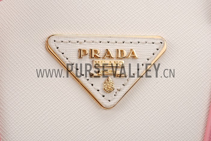 Prada Saffiano Promenade Pink and White Tote