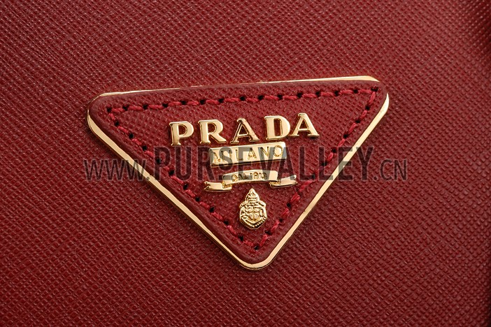 Prada Saffiano Promenade Black and Dark Red Tote