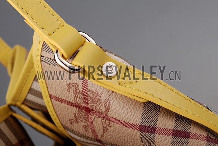 Burberry Haymarket Small Tote Yellow Trim