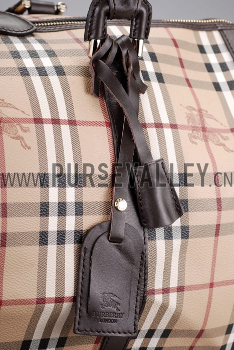 Burberry Haymarket Black Trim Large Duffle Bag