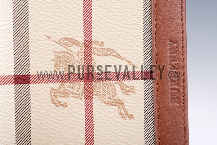 Burberry Haymarket Check Folding 6 Cards Wallet Brown