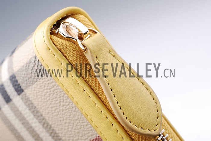 Burberry Nova Check Zip Around Wallet Yellow Trim
