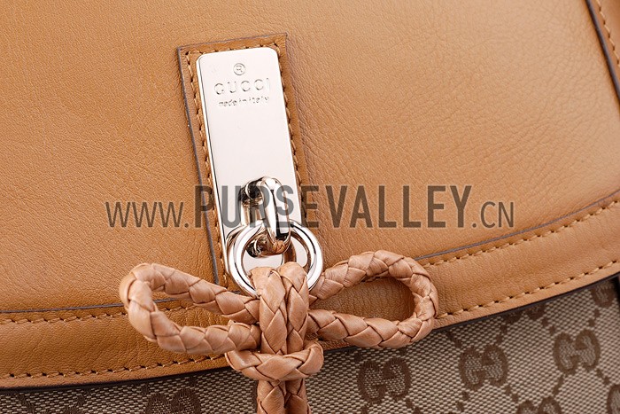 Gucci Marrakech Medium Canvas Flap Bag with Tassel Detail Tan