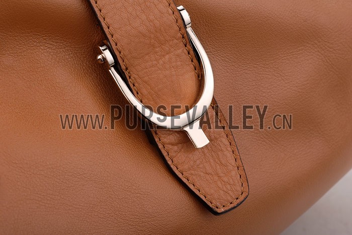 Gucci Soft Stirrup Tan Leather Large Shoulder Bag
