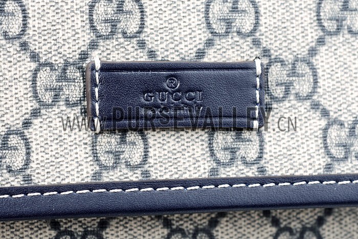 Gucci Small Messenger Flap Bag with GG Canvas Blue Leather Trim