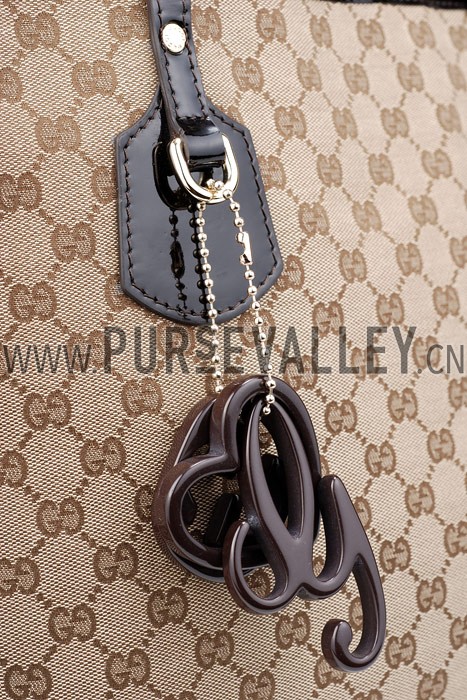 Gucci Heart Bit Canvas Large Tote Brown