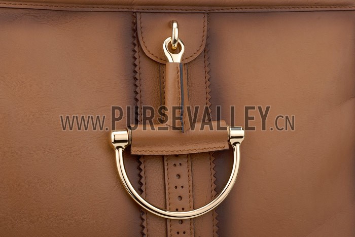 Gucci Duilio Brogue Tan Leather Top Handle Bag