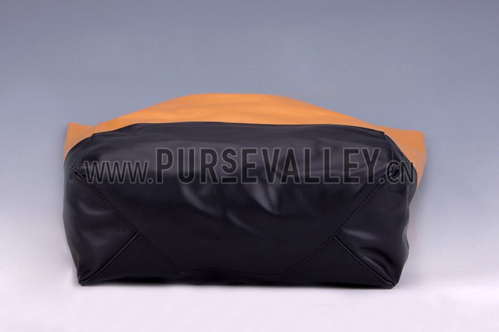 Celine Cabas Gusset Beige Black Leather Tote