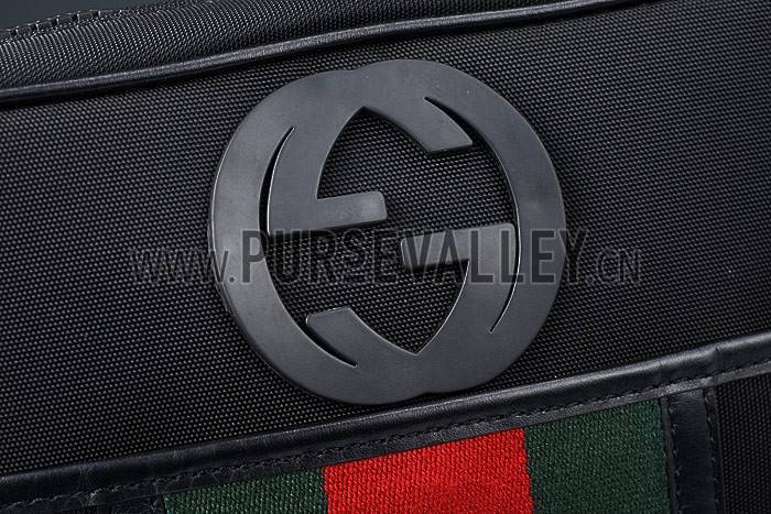 Gucci Canvas Shoulder Bag Black with Web Detail