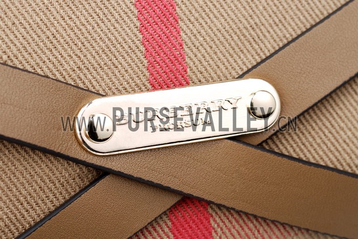 Burberry Medium Bridle House Check Belted Tote Khaki