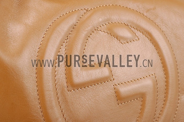 Gucci Soho Large Hobo with Embossed Interlocking G Tan