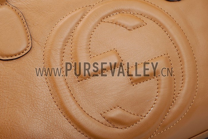 Gucci Soho Tote with Embossed Interlocking G Dark Tan