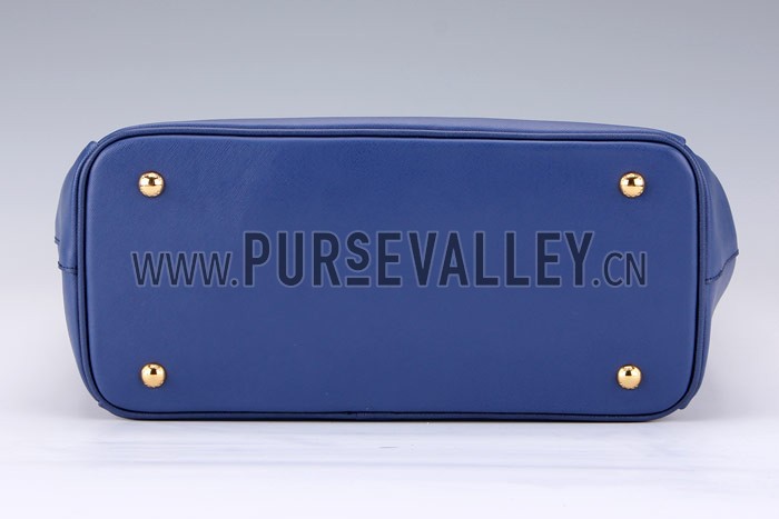 Prada Medium Saffiano Lux Top Handle Dark Blue