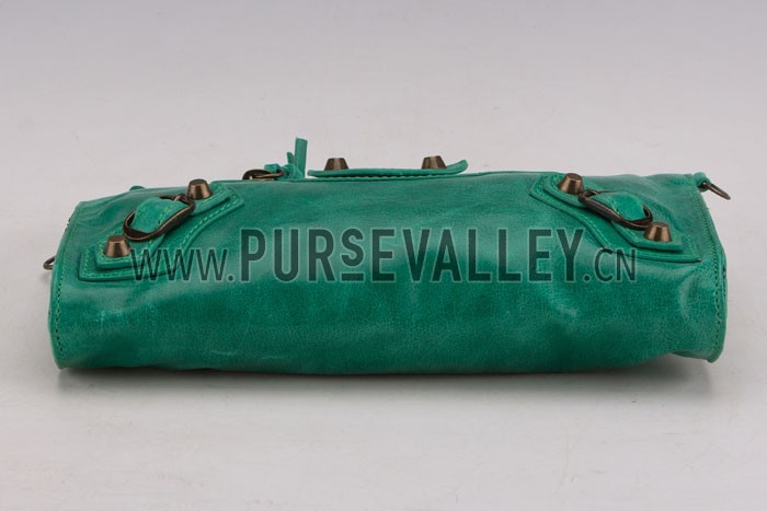 Balenciaga Giant Gold Envelope Wallet with Strap Green