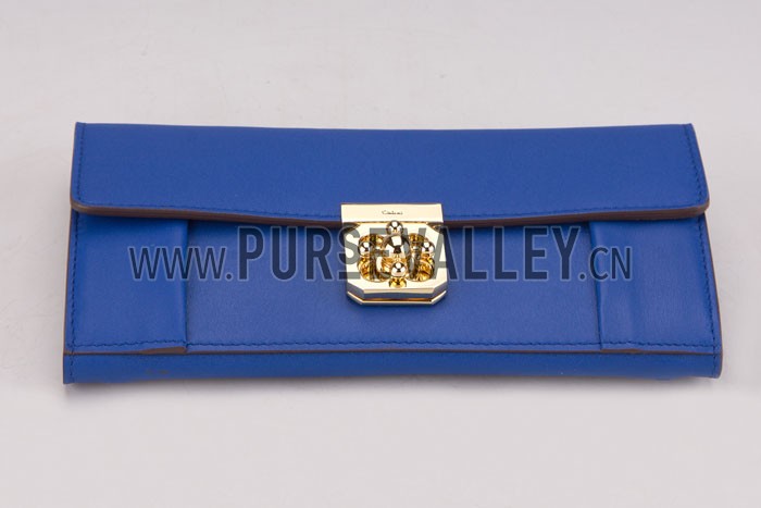 Chloe Elsie Long Wallet With Flap Bag Calfkin Blue