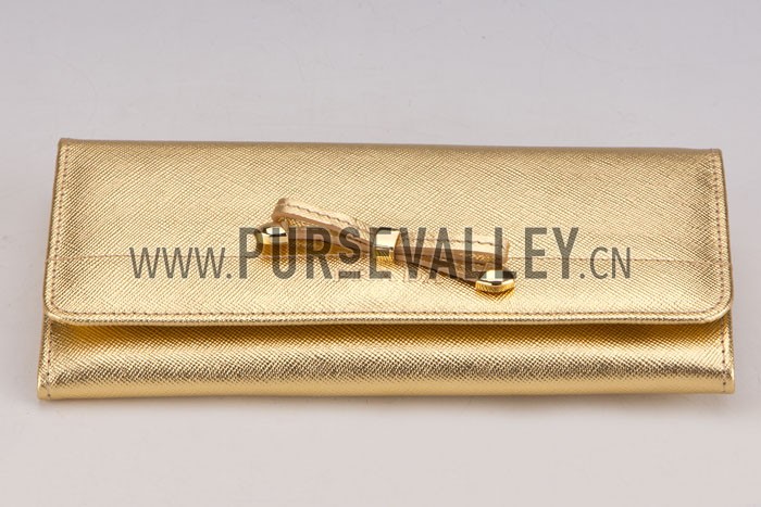 Prada Continental Wallet Gold