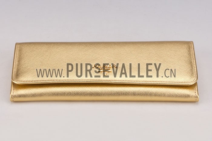 Prada Continental Wallet with Strap Gold