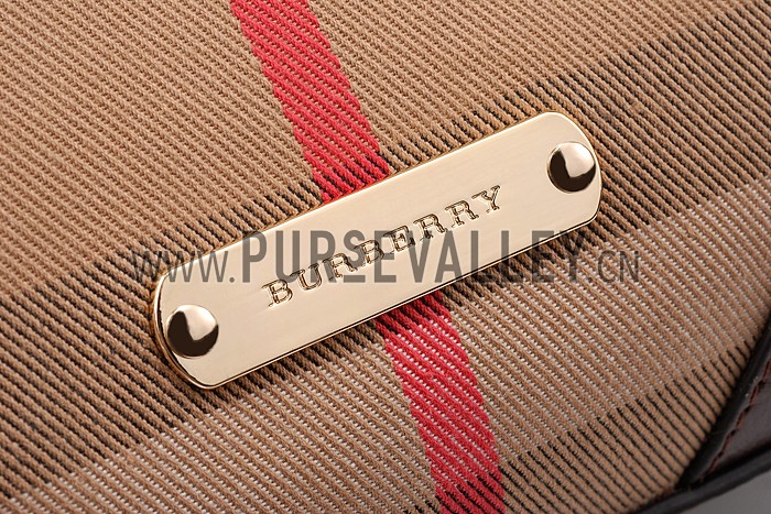 Burberry Small Bridle House Check Tote Bag Dark Brown 607780